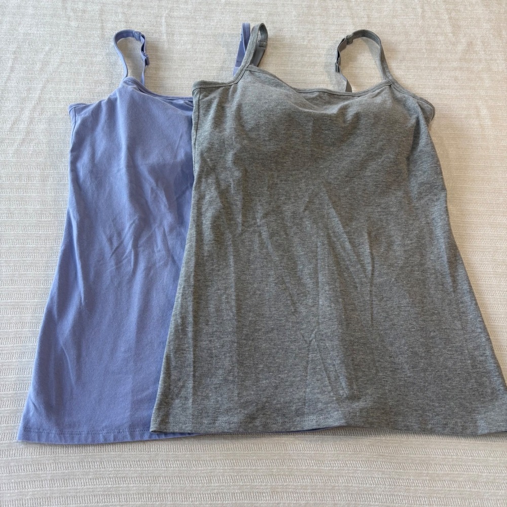 Duluth Trading Co Shelf Bra Cami Tank Top 2 Pack Gray Blue XS 90601 90601